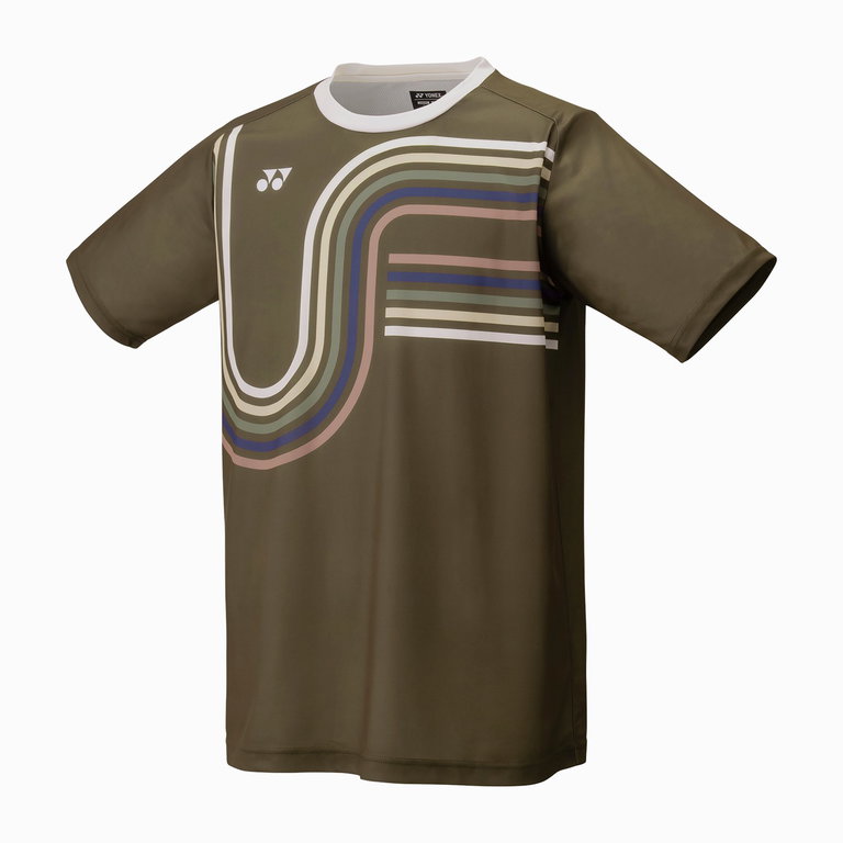 Yonex Sport-Tshirt Practice Print 16747 (100% Polyester) 2025 braun Herren